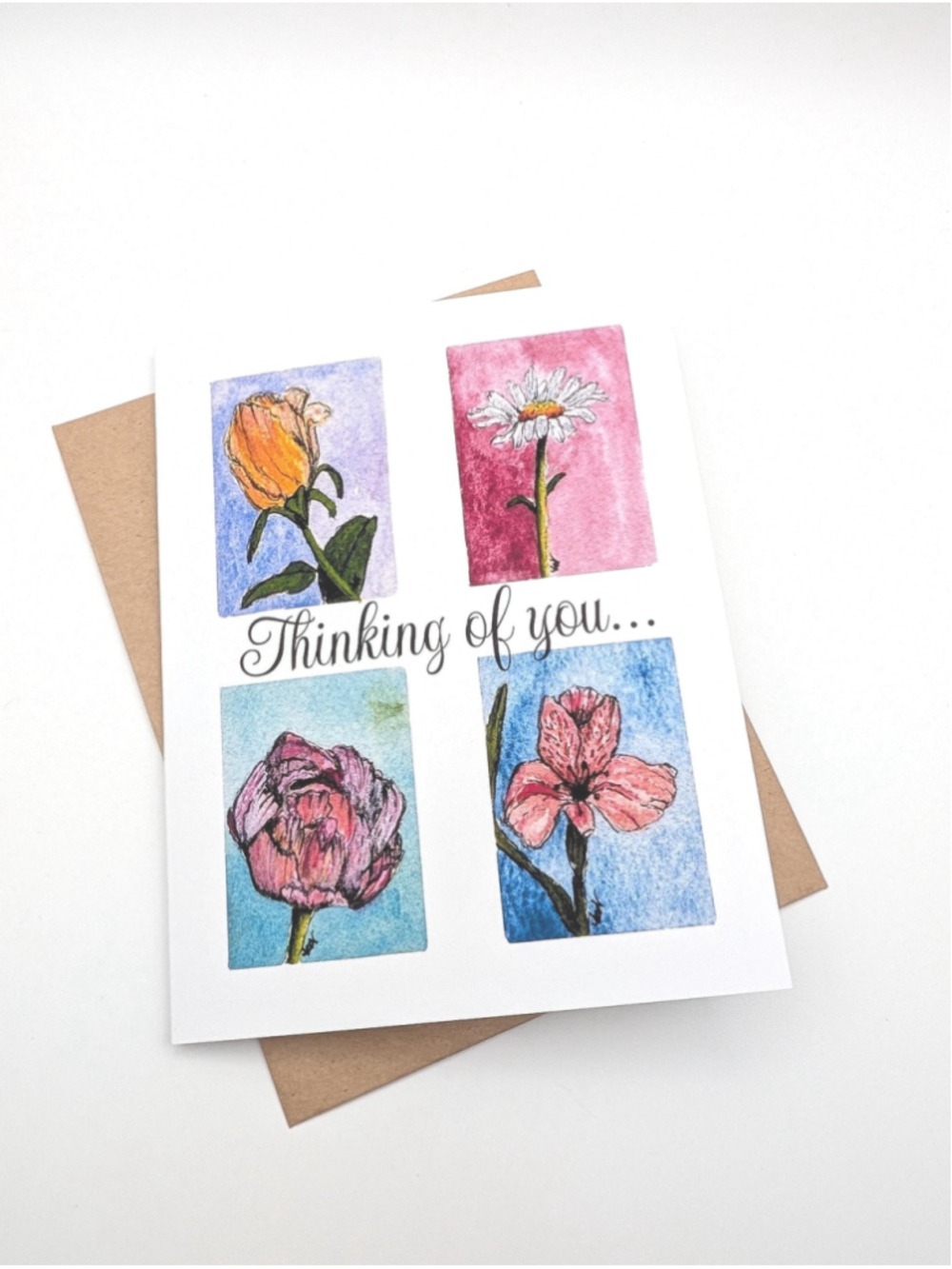 12 Watercolor Notecards Thinking of You 4.25 x 5.5 - Picture 3 of 5